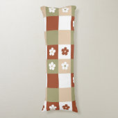 Herfst Bloem Gingham Controleer patroon Lichaamskussen (Voorkant Verticaal)