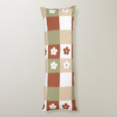 Herfst Bloem Gingham Controleer patroon Lichaamskussen (Achterkant (Verticaal))