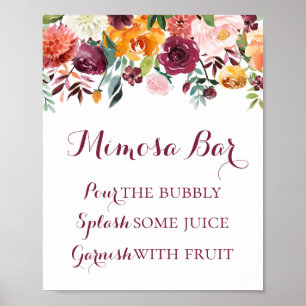 Herfst Bloem Mimosa Bar Bord Poster, Oranje Roze Poster