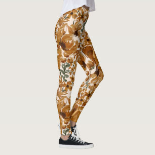 Herfst Bloem Motief Rustiek Patroon Leggings