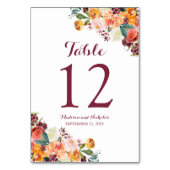 Herfst Bloem Trouwtafel Nummer Kaarten Sinaasappel (Voorkant)