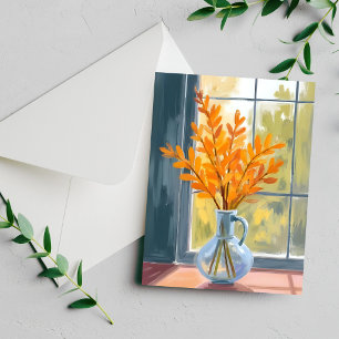 Herfst Bloem Vaas Aquarel Kaart
