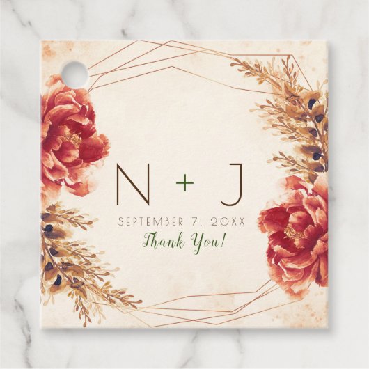 Herfst Bloem Waterverf Bruiloft Bedankjes Labels (Voorkant)