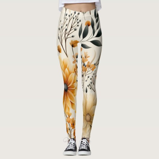 Herfst bloemblaadjes leggings (Voorkant)