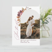 Herfst Bloemboog Foto QR Code Trouwen Save The Date (Staand voorkant)