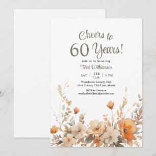 Herfst Bloemen 60ste Verjaardag Proost op 60 Jaar Kaart