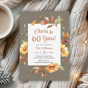 Herfst Bloemen 60ste Verjaardag Proost op 60 Jaar Kaart