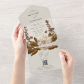 Herfst Bloemen Aardse Tonen Waterverf Herfstbruilo All In One Uitnodiging (Afscheurbaar)