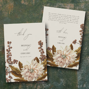 Herfst Bloemen Aardse Tonen Waterverf Herfstbruilo Bedankkaart