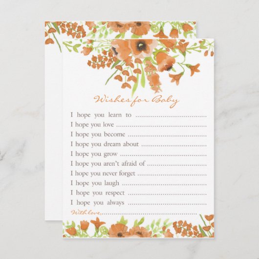 Herfst Bloemen Baby shower Wensen voor Baby Uitnodiging Briefkaart (Voorkant / Achterkant)