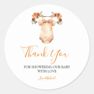 Herfst Bloemen Babykleding Baby shower Dank u Ronde Sticker