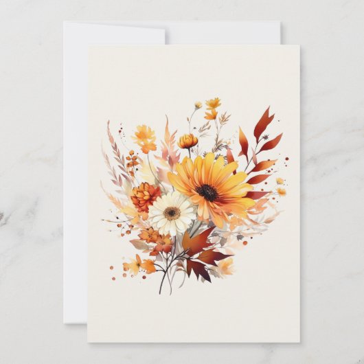 Herfst Bloemen Beige Doop Kaart (Achterkant)