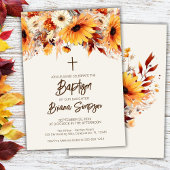 Herfst Bloemen Beige Doop Kaart