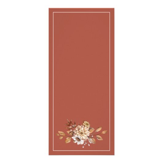 Herfst bloemen, bladeren grens bruiloft menukaart reclamekaart (Achterkant)