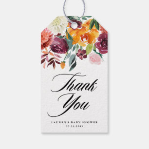 Herfst Bloemen Bloemen Bloemen Baby shower Dank u Cadeaulabel