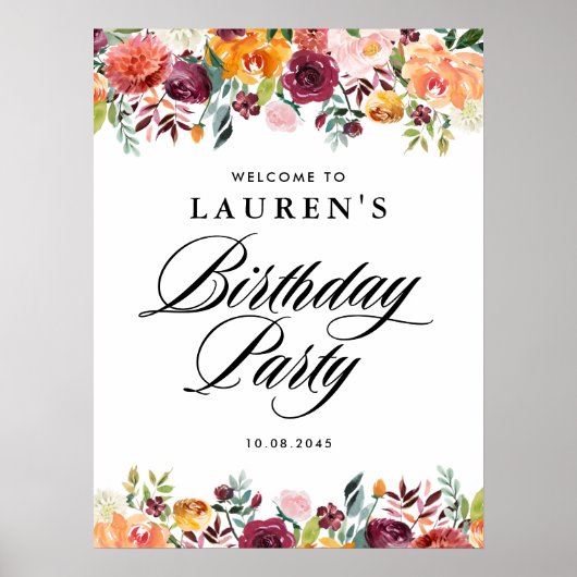 Herfst Bloemen Bloemen Bloemen Verjaardagsfeest We Poster (Voorkant)