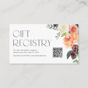 Herfst Bloemen Boeket Baby shower QR Code Registry Informatiekaartje