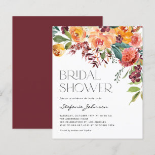 Herfst Bloemen Boeket Bruids Douche Uitnodiging