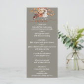 Herfst Bloemen Boeket Grijs Bruiloft Menu (Staand voorkant)