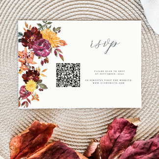 Herfst Bloemen BoId waterverf bloei bruiloft QR RSVP Kaartje