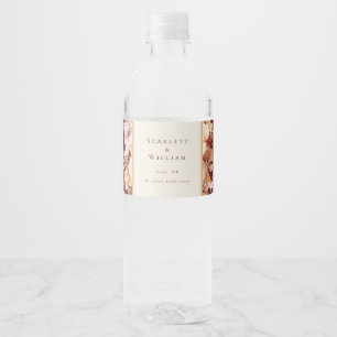 Herfst Bloemen Bourgondië Cream Bruiloft Waterfles Etiket