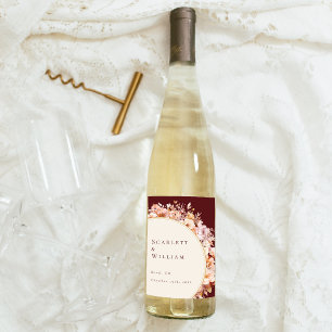 Herfst Bloemen Bourgondië Cream Bruiloft Wijn Etiket