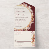 Herfst Bloemen Bourgondië Cream Eenvoudige RSVP Br All In One Uitnodiging (Binnen)