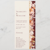 Herfst Bloemen Bourgondië Cream Moderne bruiloft Programma (Voorkant)