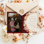 Herfst Bloemen Bourgondië Horizontale Foto Bruilof Kaart