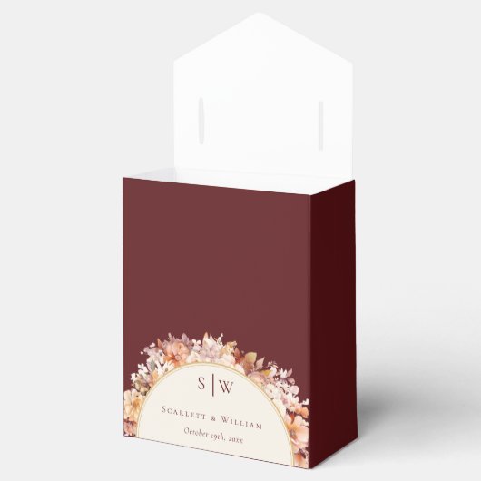 Herfst Bloemen Bourgondische bruiloft Dank u Monog Bedankdoosjes (Geopend)