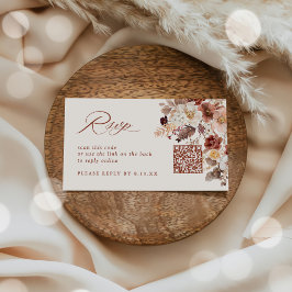 Herfst Bloemen Bow Wedding QR Code RSVP Kaart