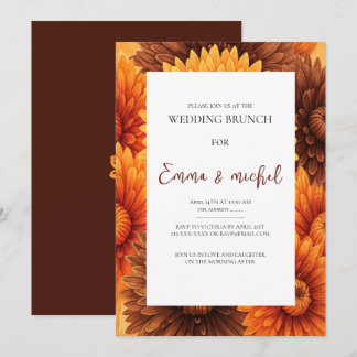 Herfst Bloemen bruiloft brunch uitnodiging