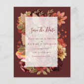 Herfst Bloemen Bruiloft - Burgundy Oranje BUDGET Flyer (Voorkant)