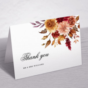 Herfst Bloemen Bruiloft Dank u kaart