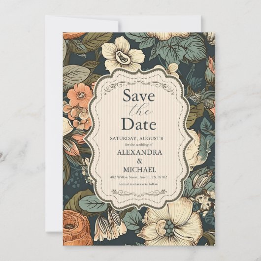 Herfst Bloemen bruiloft Save The Date (Voorkant)