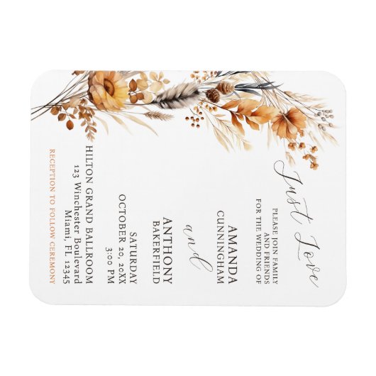 Herfst bloemen bruiloft uitnodiging flexibel magneet (Horizontaal)