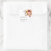 Herfst Bloemen Bruiloft Vierkante Sticker (Tas)