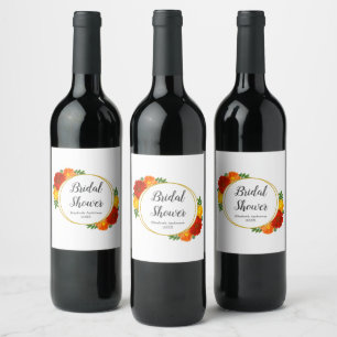 Herfst Bloemen Bruiloftsborrel Wijn Etiket
