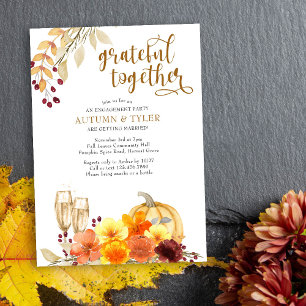 Herfst Bloemen Dankbaar Samen Verloving Feest Kaart
