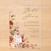 Herfst Bloemen Elegante Bruids Douche Uitnodiging Acryl Uitnodigingen (Voorkant)
