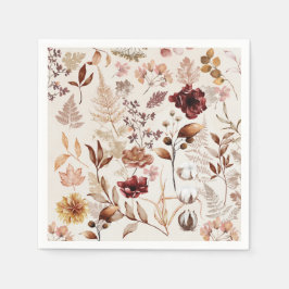 Herfst Bloemen en bladeren Waterverf Servet