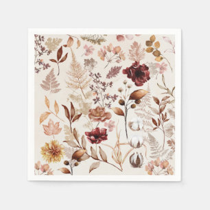 Herfst Bloemen en bladeren Waterverf Servet