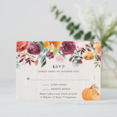 Herfst bloemen en pompoenen waterverf bruiloft RSV Informatiekaartje (Staand voorkant)
