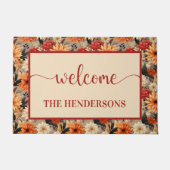 Herfst Bloemen Familienaam Welkom Deurmat (Voorkant)