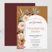 Herfst Bloemen Friendsgiving Dinner Uitnodiging (Voorkant / Achterkant)