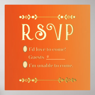 Herfst Bloemen Gouden Folie Print RSVP
