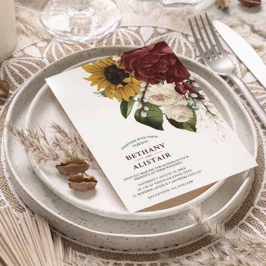  herfst bloemen groene bladeren bruiloft kaart