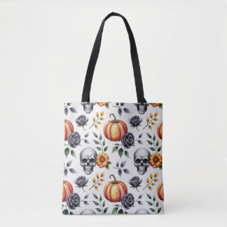 Herfst Bloemen Halloween Canvas tas