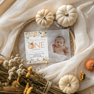 Herfst Bloemen Herfst Baby Meisje Foto Uitnodigen Kaart