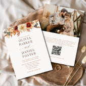 Herfst Bloemen Herfstbruiloft QR Code Foto Kaart